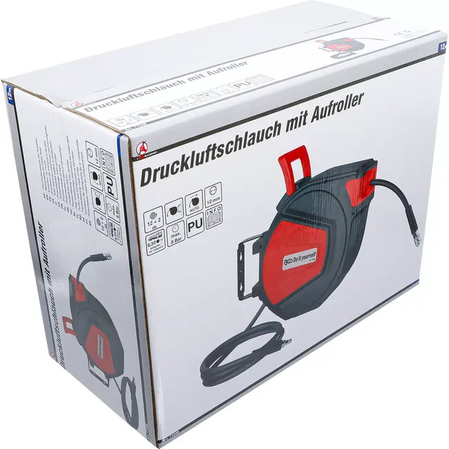 BGS Persluchtslang met oproller - automatisch - 12 m + 2 m