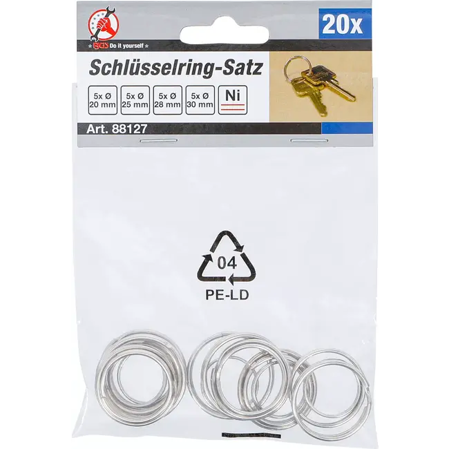 BGS Assortiment sleutelhangerringen - 20 delig