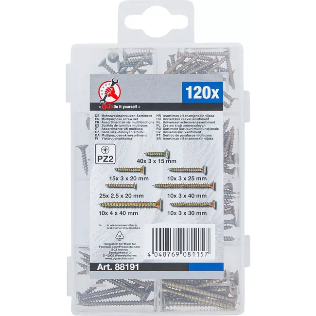 BGS Universeel schroevenassortiment - kruisgleuf PZ2 - 120 stuks