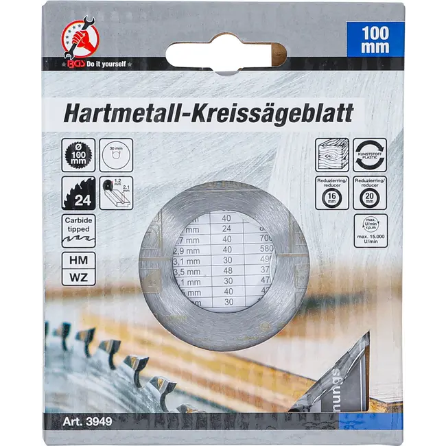 BGS HM cirkelzaagblad - Ø 100 x 30 x 2,1 mm - 24 tanden