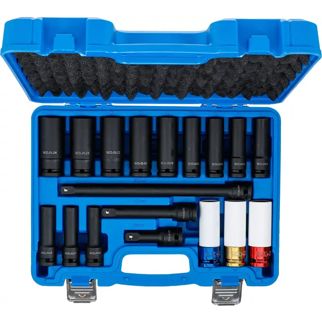 BGS Kracht doppen en wielmoerdoppen set - zeskant - 1/2" - 10 t/m 24 mm - 18 delig