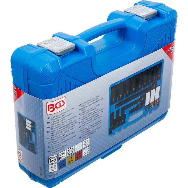 BGS Kracht doppen en wielmoerdoppen set - zeskant - 1/2" - 10 t/m 24 mm - 18 delig