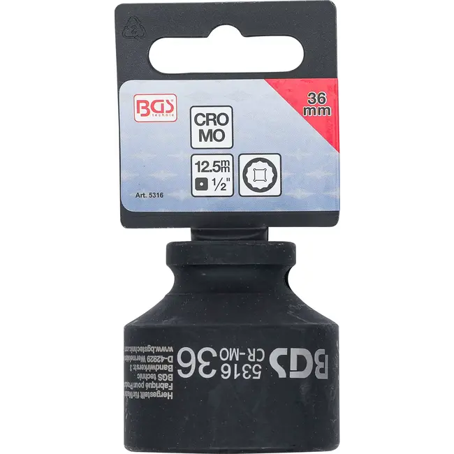 BGS Kracht Dopsleuteldop twaalfkant - 1/2" - 36 mm