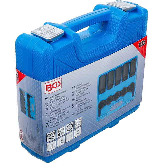 BGS Kracht-doppenset - twaalfkant - 1/2" - 32 - 36 mm - 10 delig