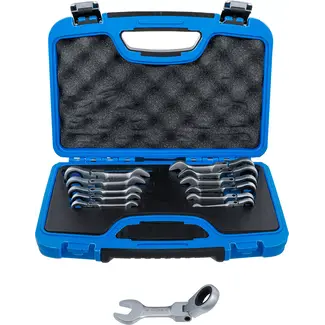 BGS technic Ratelring-steeksleutelset - kort - plooibaar - 8 - 19 mm - 12 delig