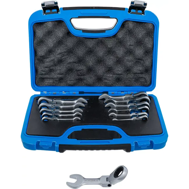 BGS Ratelring-steeksleutelset - kort - plooibaar - 8 - 19 mm - 12 delig