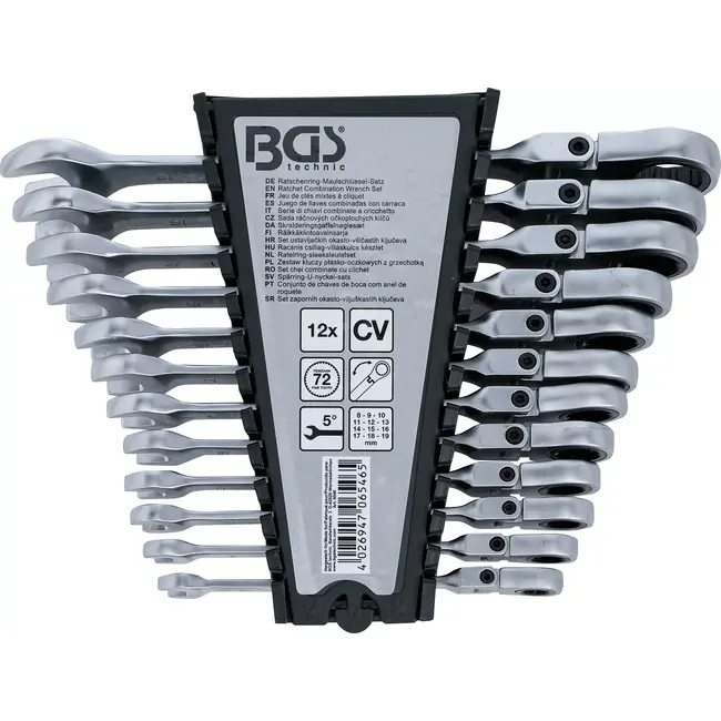 BGS Ratelring-steeksleutelset - plooibaar - 8 - 19 mm - 12 delig