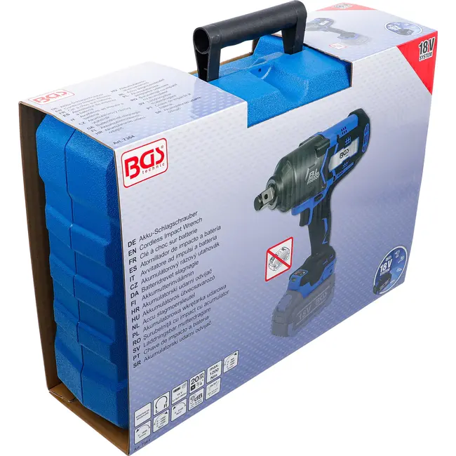 BGS Accu slagmoersleutel - borstelloos - 3/4" - 1200 Nm - 18 V - zonder accu