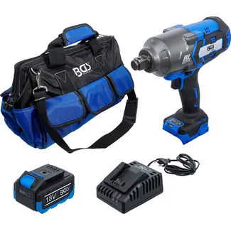 BGS technic Accu slagmoersleutelset - borstelloos - 1200 Nm - 18 V - met accu en snellader