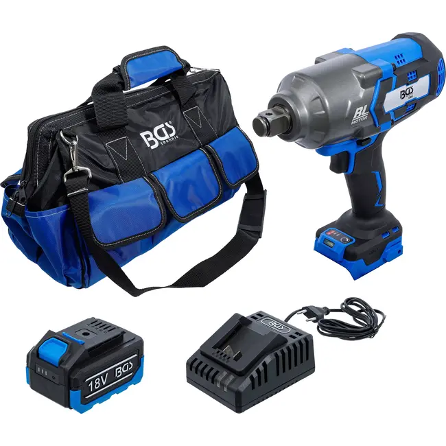 BGS Accu slagmoersleutelset - borstelloos - 1200 Nm - 18 V - met accu en snellader