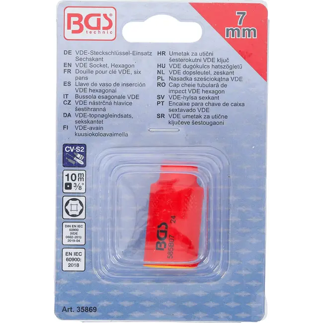 BGS VDE dopsleutel, zeskant - 3/8" - 7 mm