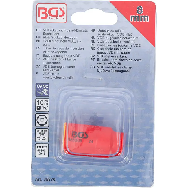BGS VDE dopsleutel, zeskant - 3/8" - 8 mm