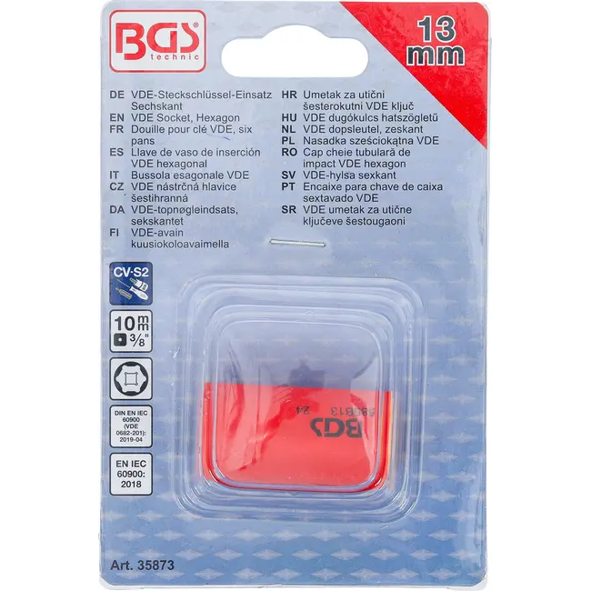 BGS VDE dopsleutel, zeskant - 3/8" - 13 mm