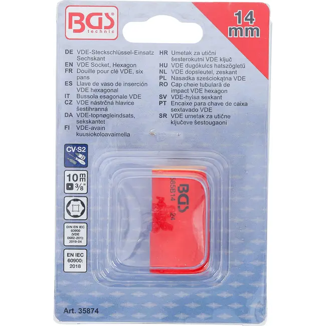 BGS VDE dopsleutel, zeskant - 3/8" - 14 mm