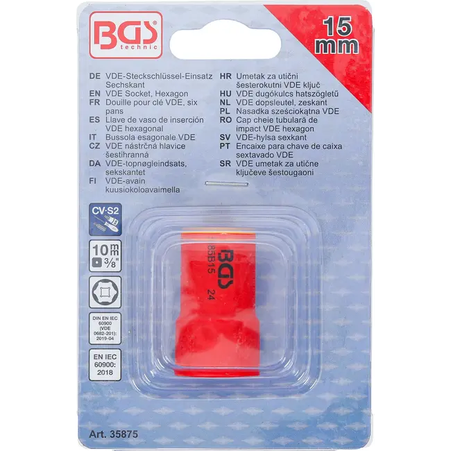 BGS VDE dopsleutel, zeskant - 3/8" - 15 mm