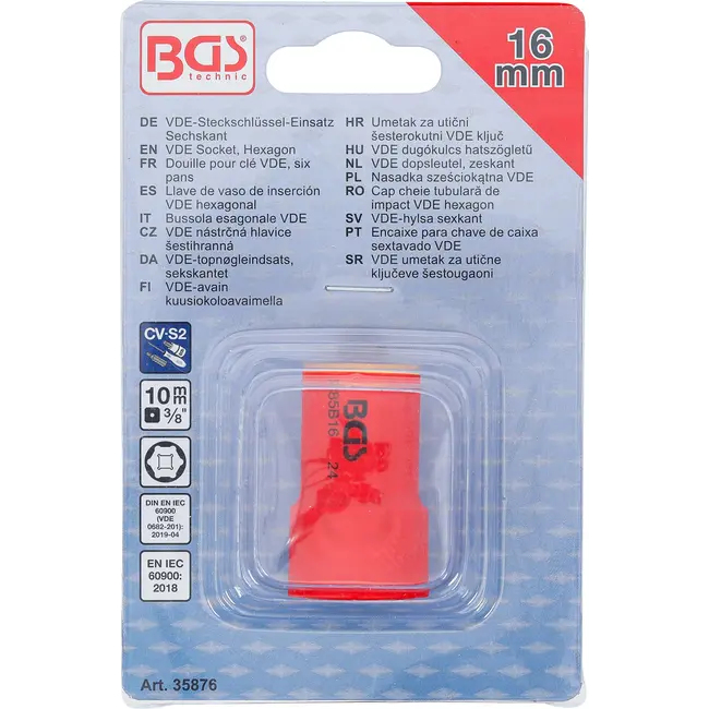 BGS VDE dopsleutel, zeskant - 3/8" - 16 mm