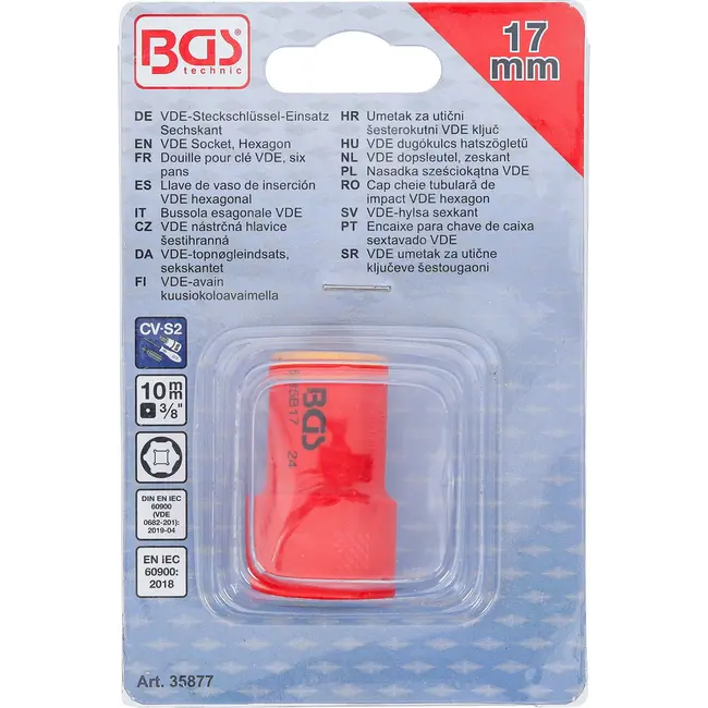 BGS VDE dopsleutel, zeskant - 3/8" - 17 mm