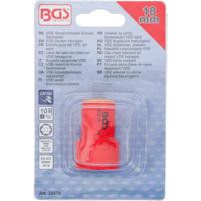 BGS VDE dopsleutel, zeskant - 3/8" - 18 mm