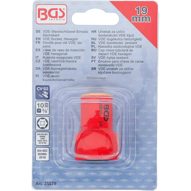 BGS VDE dopsleutel, zeskant - 3/8" - 19 mm