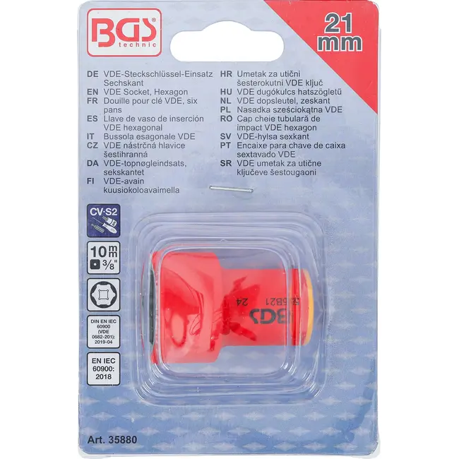 BGS VDE dopsleutel, zeskant - 3/8" - 21 mm