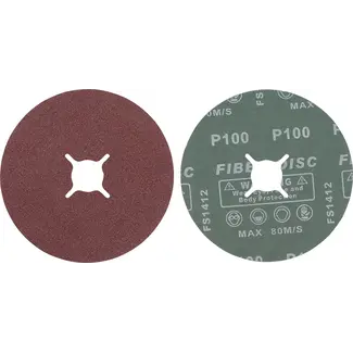 BGS Fiber-schuurschijfset - korrel 100 - aluminiumoxide - 10 delig