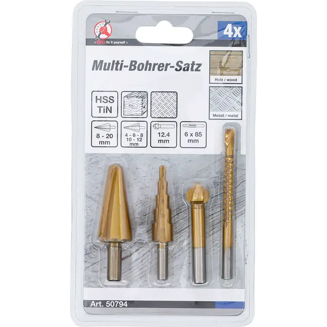 BGS Multi-borenset - HSS-G - titanium gecoat - 4 delig