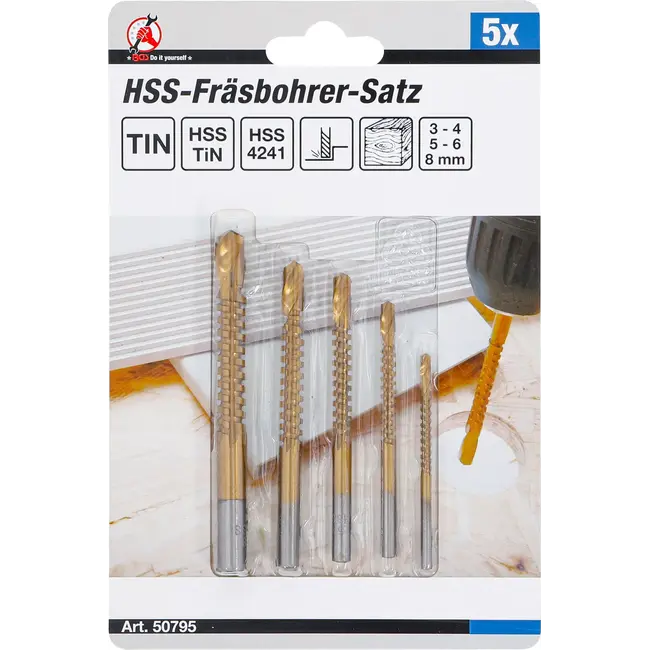 BGS HSS-freesboren - titanium gecoat - 3 - 8 mm - 5 delig