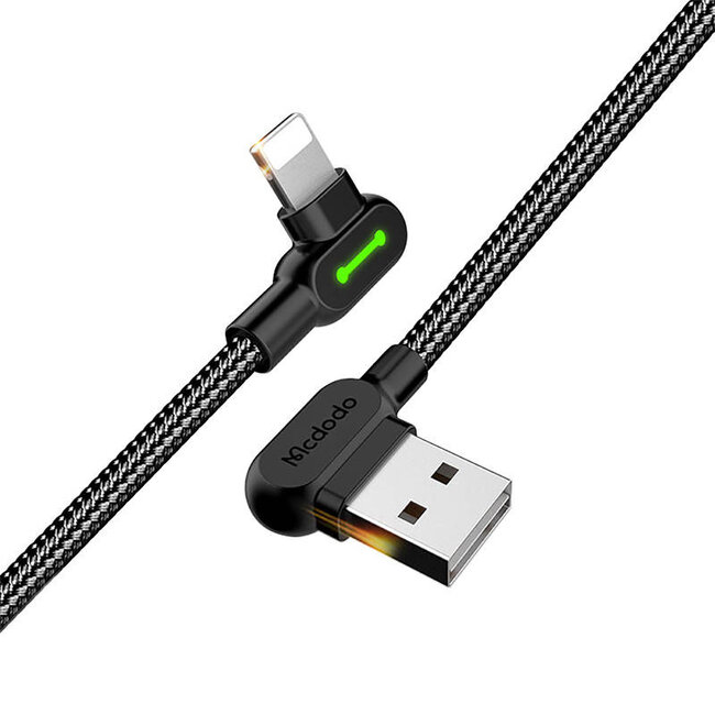 Mcdodo USB naar Lightning-kabel - schuin - 1,8 meter - zwart