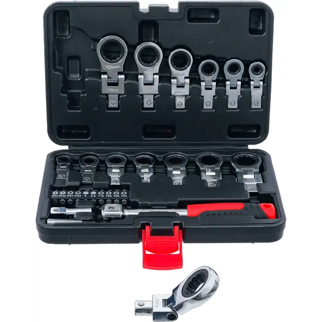 BGS Set insteek-ratelringsleutels en bitset - 6 - 20 mm - 27 delig