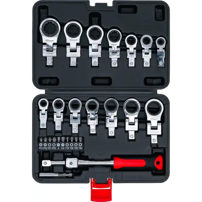 BGS Set insteek-ratelringsleutels en bitset - 6 - 20 mm - 27 delig