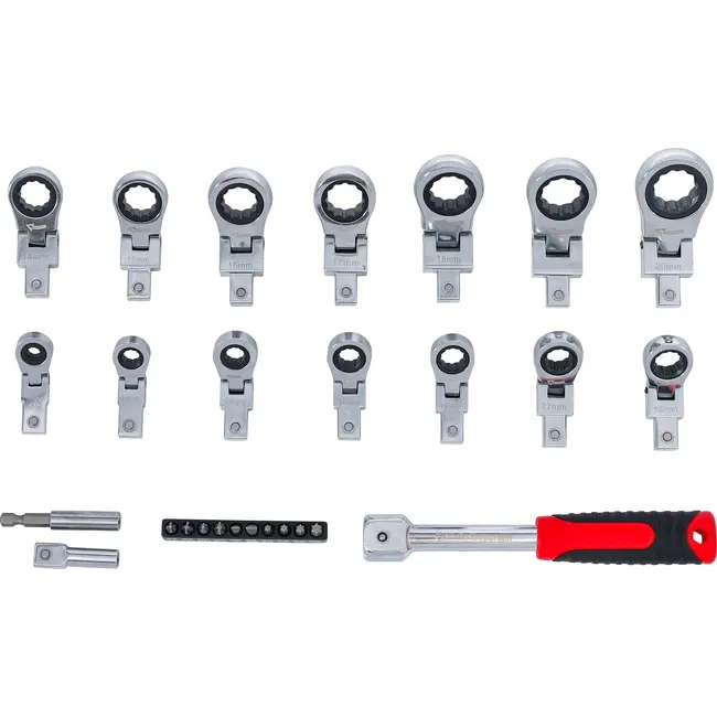 BGS Set insteek-ratelringsleutels en bitset - 6 - 20 mm - 27 delig
