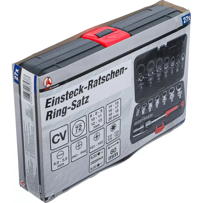 BGS Set insteek-ratelringsleutels en bitset - 6 - 20 mm - 27 delig