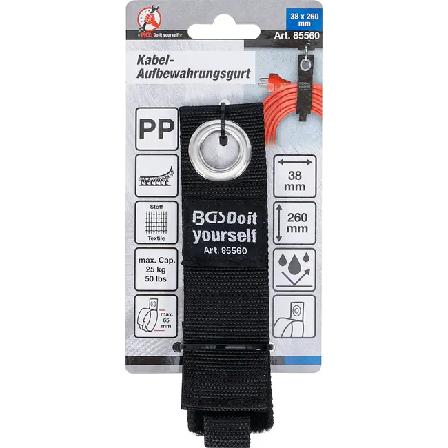 BGS Kabel-opberggordel - verstelbaar - 38 x 260 mm