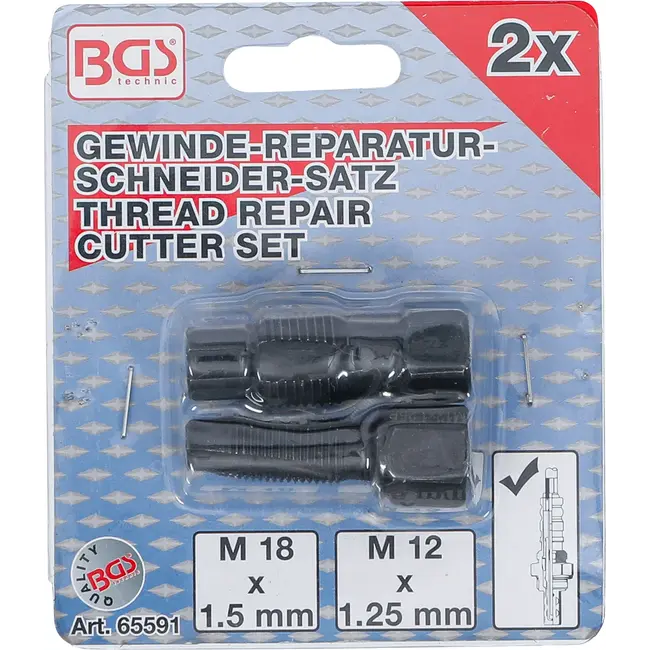 BGS Schroefdraad reparatieset voor Lambdasonde - M18 x 1,5 mm - M12 x 1,25 mm - 2 delig