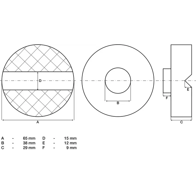 BGS Rubberen pad - voor potkrik - 65 x 38 mm