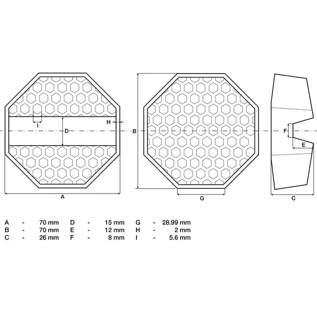 BGS Rubberen pad - voor potkrik - 70 x 70 x 26 mm