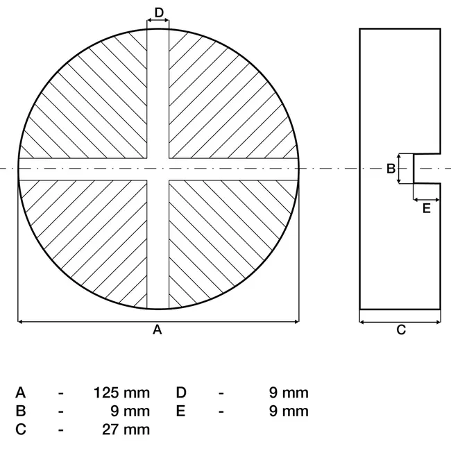 BGS Rubberen pad - voor potkrik - 125 x 27 mm