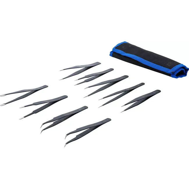 BGS Roestvrijstalen pincetset - 9 delig