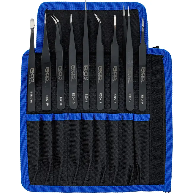 BGS Roestvrijstalen pincetset - 9 delig