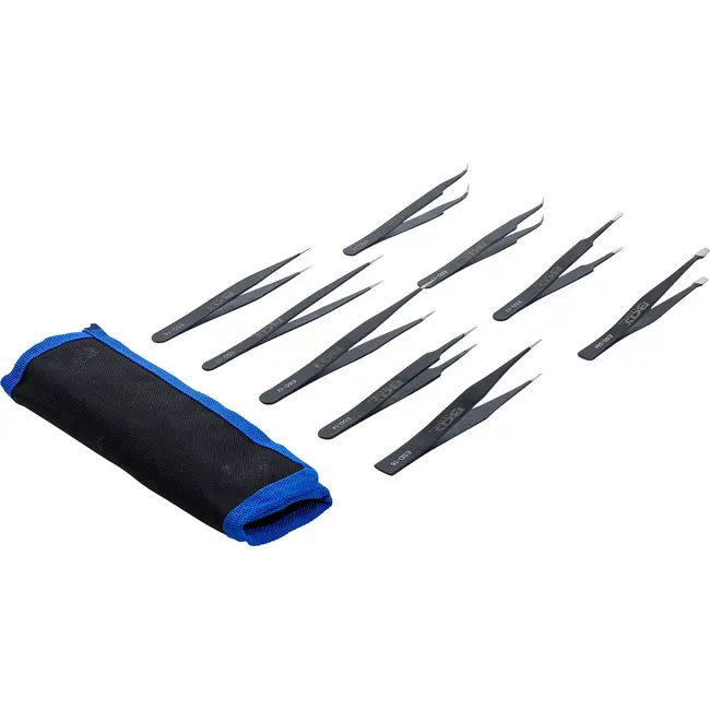 BGS Roestvrijstalen pincetset - 9 delig
