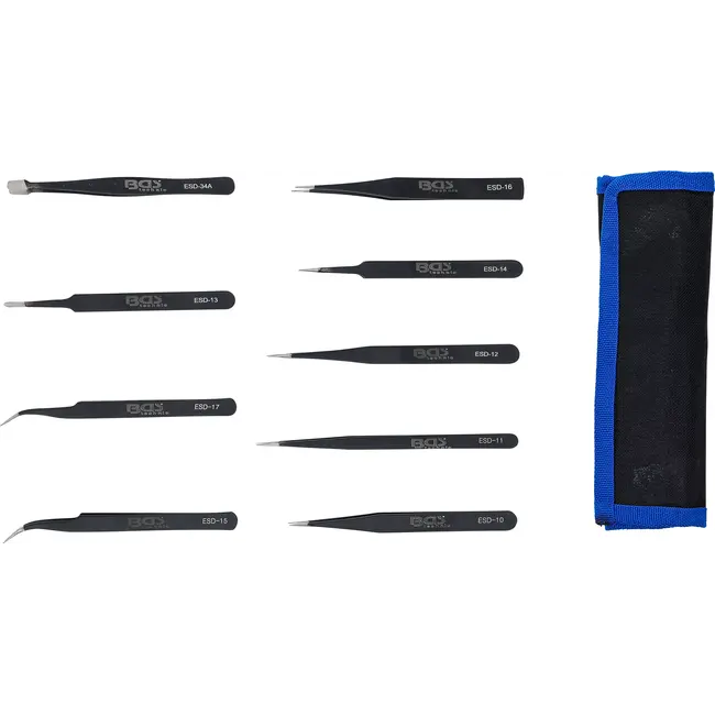 BGS Roestvrijstalen pincetset - 9 delig