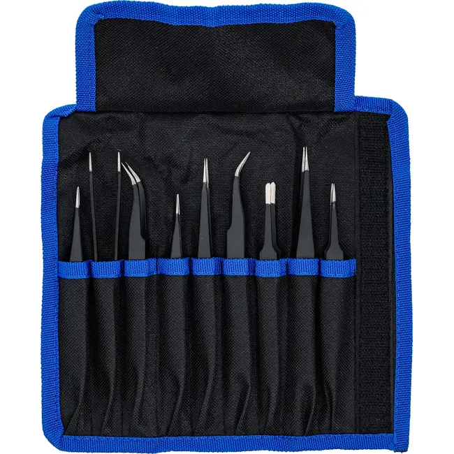 BGS Roestvrijstalen pincetset - 9 delig