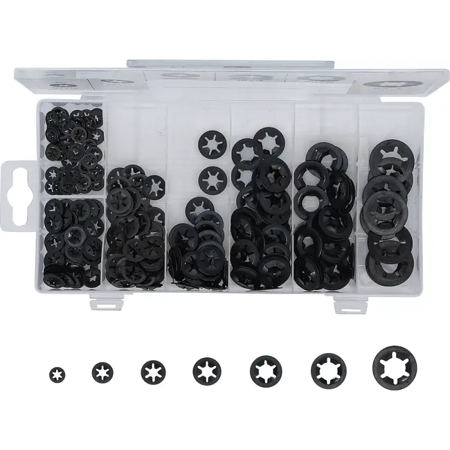 BGS Assortiment klemschijven / borgringen - M3 - M12 - 340 dlg.