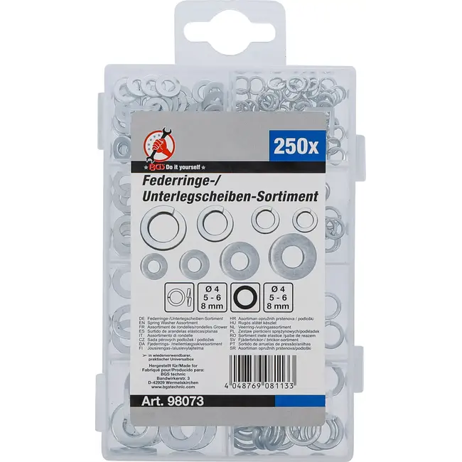 BGS Veerring- / vulringassortiment - Ø 4 - 8 mm - 250 delig