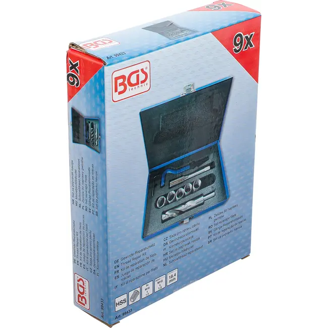 BGS Schroefdraad reparatieset - M18 x 1,5 - 9 delig