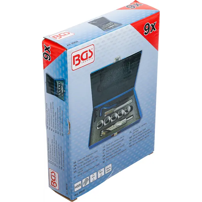 BGS Schroefdraad reparatieset - M24 x 2,0 - 9 delig