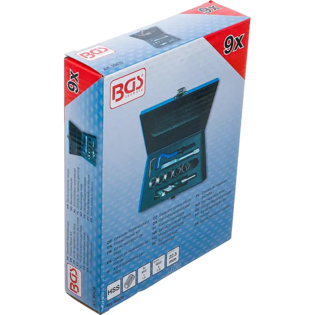 BGS Schroefdraad reparatieset - M22 x 1,5 - 9 delig