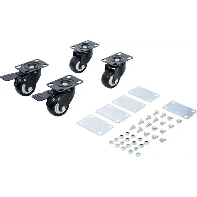 BGS Set zwenkwielen - voor systeemkoffer-rolbord - 4 delig