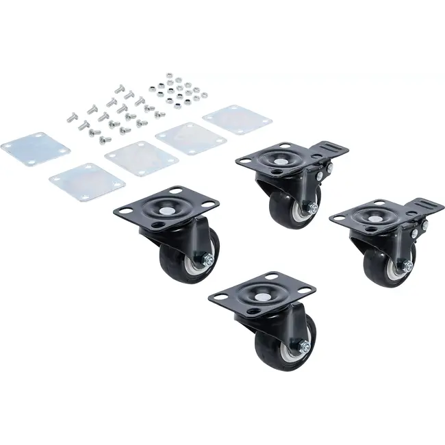 BGS Set zwenkwielen - voor systeemkoffer-rolbord - 4 delig