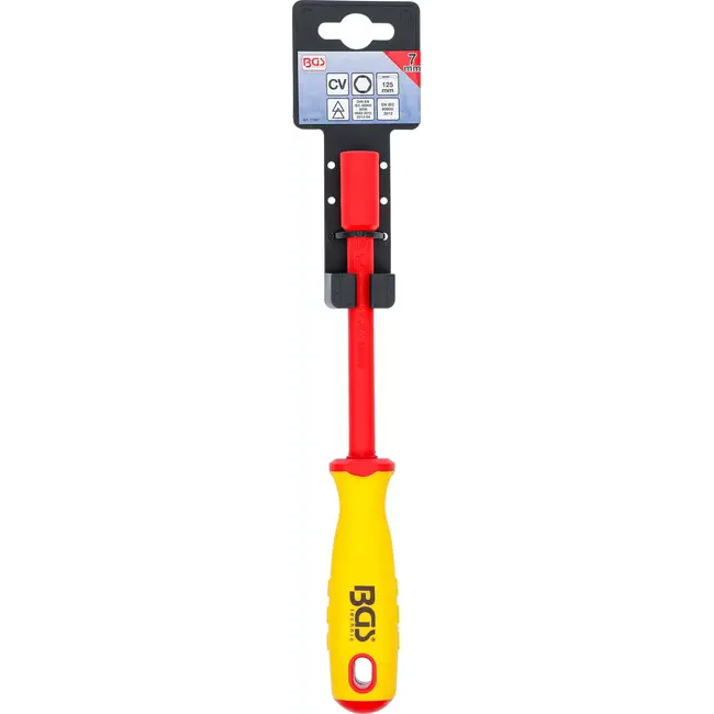 BGS VDE-dopsleutel-schroevendraaier - zeskant - 7 mm - Meslengte 125 mm